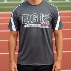 Under Armour Big 12 Conference Athletics T Shirt Men's Large Gray Heatgear
